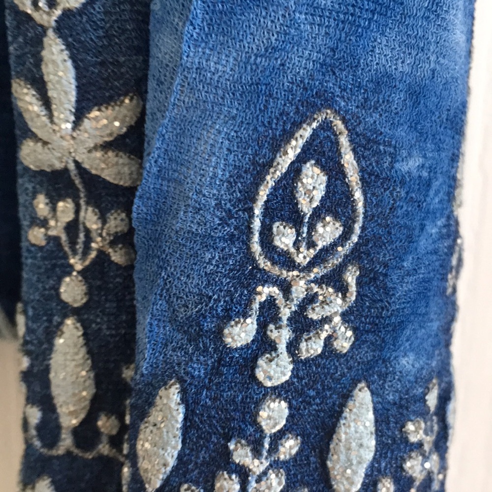 FANG 100% Polyester Blue long Sleeve Sequined Top - Picture 6 of 6